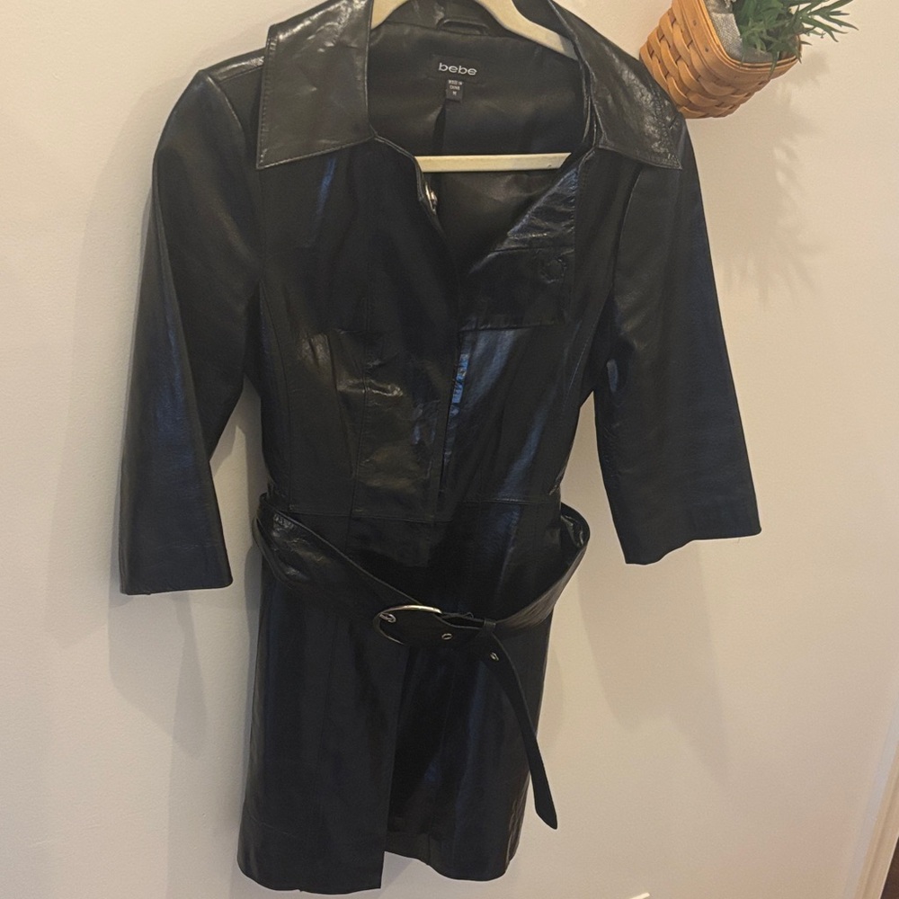 Bebe Shiny Black Leather Jacket
